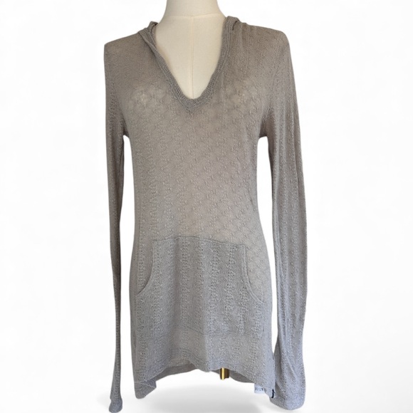 Volcom Tops - Y2K VOLCOM Hooded Sheer Open Knit V-Neck Long Sleeve Top Indie Grunge Skater M/L